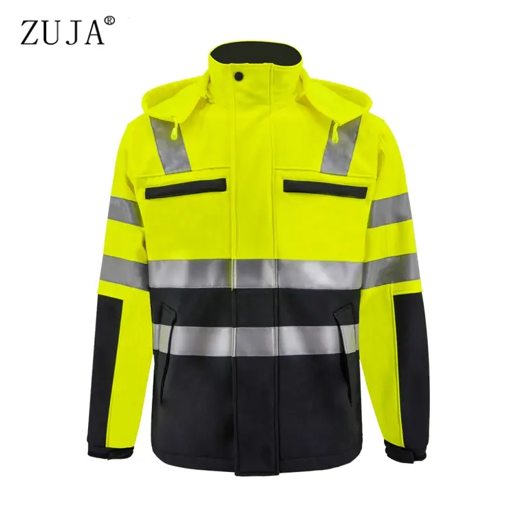 ZUJA-chaqueta de invierno de alta visibilidad para hombre, cinta reflectante, impermeable, Softshell