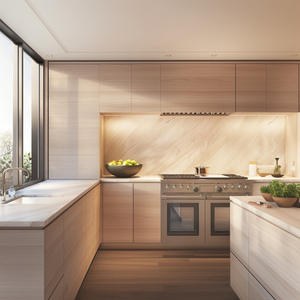 Comptoir <span class=keywords><strong>de</strong></span> cuisine mural en pierre <span class=keywords><strong>de</strong></span> quartz à grain <span class=keywords><strong>de</strong></span> bois moderne et simple avec intégration <span class=keywords><strong>de</strong></span> cuisinière - Product Image 3