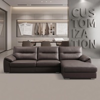 Canapé sectionnel moderne à trois places en cuir véritable durable, dossier rembourré, accoudoirs rembourrés, design écologique, pieds en acier inoxydable