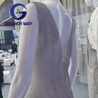 Gilet de protection en maille de chaîne soudée de qualité supérieure à manches longues en acier inoxydable argenté pour homme