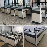 Ensemble de bureau et chaise de bureau avec écran de séparation en PVC, design moderne, bureau informatique quatre places