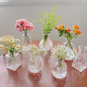 7pcs Bud Vase Set in Bulk small opening glass Modern minimalist concise colored table decoration glass bud vase