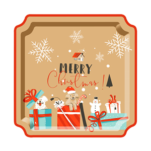 DAMAI - Juego de Vajilla Desechable de Papel para Postres con Forma de Hombre de Jengibre, Color Marrón y Rojo, para Fiestas Navideñas - Product Image 4