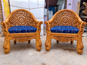 Premium Ornate Carved Wood <b>Sofa</b> Set European Style Handcrafted Luxury <b>Antique</b> Furniture with Intricate Wooden Frame Royal Design - Product Image 2