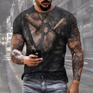 Maglietta Vintage a sublimazione t-shirt da uomo con stampa 3D con scheletro grafico Hip Hop a maniche corte alla moda Street <span class=keywords><strong>Style</strong></span> <span class=keywords><strong>abbigliamento</strong></span> da uomo - Product Image 4