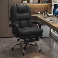 Chaise de bureau ergonomique en cuir PU avec massage, pivotante à 360°, réglable en hauteur, support lombaire, base en acier et repose-pieds pour la maison/usage informatique
