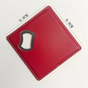 Tùy Chỉnh Vuông Thép Không Gỉ Giả Da Laserable Coaster Mở Chai Corkscrew Tùy Chỉnh Khắc Logo Mở Chai - Product Image 3