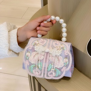 Borsa a tracolla in stile antico con perline da principessa 2024 in pizzo ricamato tutto piccola borsa quadrata in stile etnico per bambini - Product Image 2