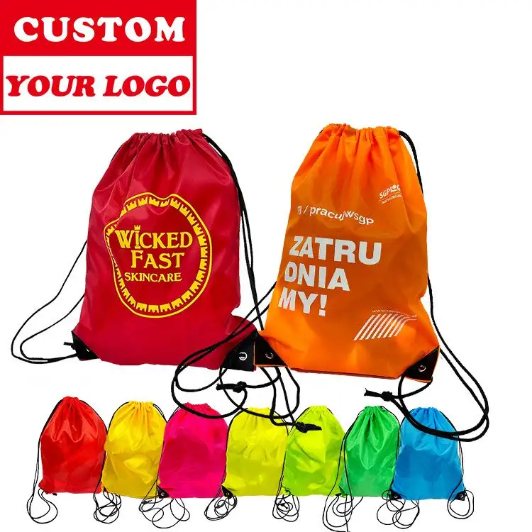 Magic Design Custom Customized Logo Polyester Backpack Draw String Bag Custom