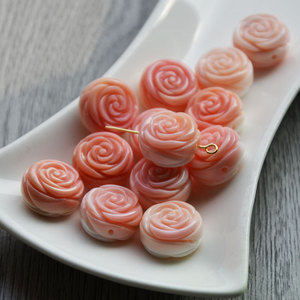 Queen <b>Shell</b> Pink Pearl Rose Bead 15mm Double-Sided Carved For <b>Bracelet</b> Making - Product Image 1
