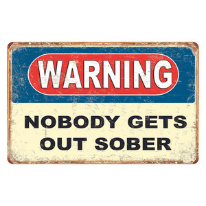 Personne ne sort sobre cuisine salon décorations murales autocollants métal étain signes - Product Image 2