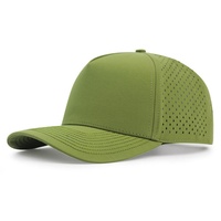 Casquette de baseball haut de gamme personnalisée à 5 panneaux avec logo brodé, perforations découpées au laser, casquette de sport imperméable, casquette de camionneur