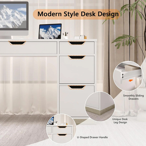 Bureau d'ordinateur moderne blanc haut de gamme JIAMEIJIA, personnalisable en gros, avec rangement multi-tiroirs - Product Image 3