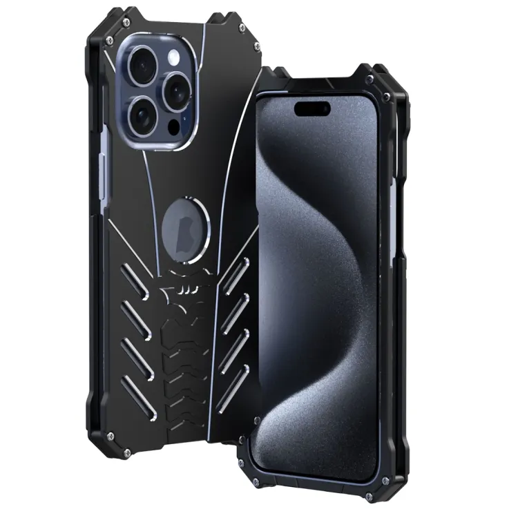Hohe Qualität für iPhone 15 Pro Max R-JUST Batman Metall Handy Schutzhülle 360 Grad stoßfest Telefon Shell Cover