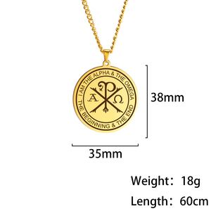 Myshape Chi Rho Colar Grego Ortodoxo Alfa Pingente Proteção Ore Religioso Presente Cristão Jóias De Aço Inoxidável - Product Image 5