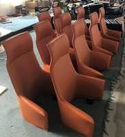 Chaise de bureau de luxe en cuir PU orange à dossier haut, design moderne, directeurs exécutifs, PDG, patrons, chaise élévatrice en cuir synthétique