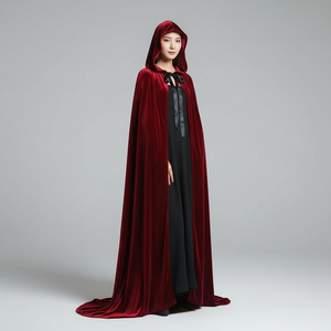 Capa con Capucha de Terciopelo de Poliéster para Adultos Unisex, Disfraz Medieval, Vestido de Bruja, Sacerdote Gótico - Product Image 3