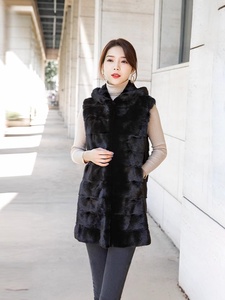 <span class=keywords><strong>Gilet</strong></span> décontracté en fourrure de vison pour <span class=keywords><strong>femme</strong></span>, nouveau modèle 2025, manteau à capuche <span class=keywords><strong>mi</strong></span>-<span class=keywords><strong>long</strong></span> importé en fourrure de vison véritable - Product Image 2