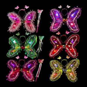Novità Led lampeggiante ali di farfalla per feste bomboniere ali di farfalla per ragazze con ali d'angelo Costume da scena per bambini