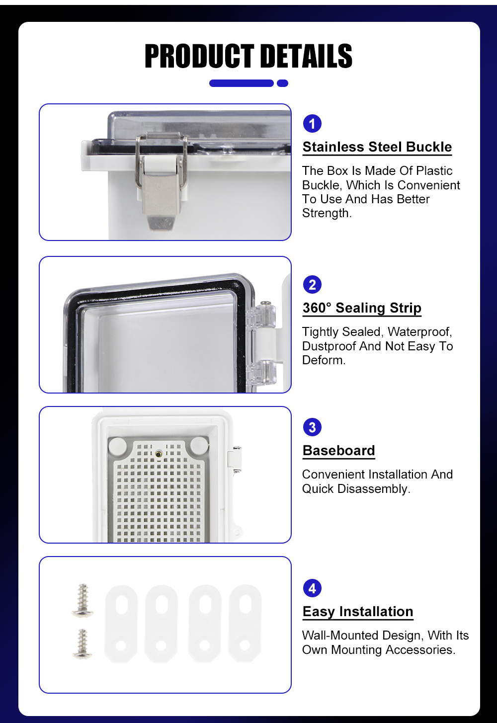 AcbbNS IP67 Waterproof Junction Box With Clear Hinged Lid, ABS Plastic - View #11