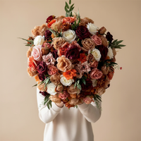 FL-164 Composition florale en boule de fleurs aux couleurs d'automne, marron, pour centres de table de mariage et événements