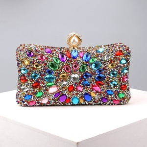 Ladies Unisex Shiny Diamond Pillow Shape Clutch Purse Evening Wedding Party Fancy Luxury <b>Bags</b> Bling Bling Zipper Closure - Product Image 4