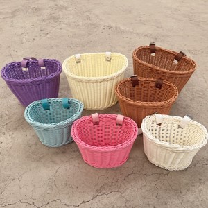 Tas jinjing sepeda anak rotan plastik buatan tangan keranjang anyaman sepeda depan wadah penyimpanan warna berbeda untuk pilihan - Product Image 5