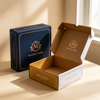 Boîte en carton ondulé personnalisée avec emblème de lion doré de qualité supérieure, impression personnalisée, production en 72h, multicolore, pour vêtements d'extérieur, emballage recyclé