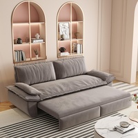 Canapé-lit convertible 3-en-1 personnalisable de 186 cm en velours gris, avec fonction de lit gigogne, vente en gros