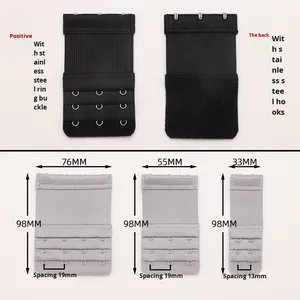 女性用 2 列 3 列 4 列伸縮性ストレッチ下着ブラジャー バックエクステンション フック フックアンドアイ ストラップレス ブラジャー アクセサリー - Product Image 5