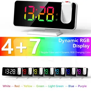 2023新着ダイナミックRGBカラーチェンジテーブルデスクトップLED時計大音量デジタル目覚まし時計