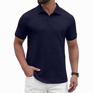 Polo en maille pour homme avec logo personnalisé, à carreaux Walf, manches courtes, texturé, décontracté, pour le golf, col polo, <span class=keywords><strong>t</strong></span>-shirt - Product Image 5