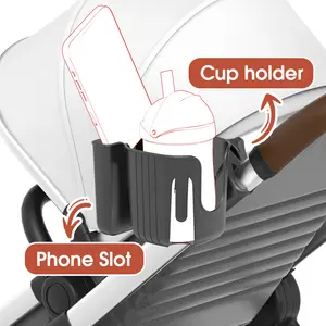 Hot Selling Stroller Accessories Cup Holder For Strollers 360 Degrees Rotating Stroller Cup Holder With Phone Holder