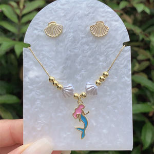 Toptan takı Vintage stil klasik tarzı denizanası yunus kaplumbağa bakır zirkon 18K altın kaplama kutu zinciri takı seti - Product Image 6