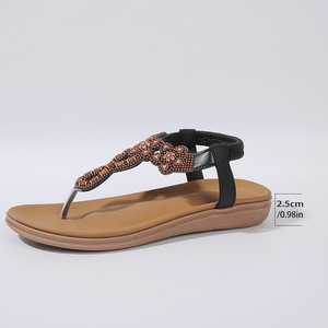 รองเท้าแตะสไตล์ชาติพันธุ์แบบใหม่สำหรับฤดูร้อน รองเท้าสานประดับลูกปัดสไตล์เรโทรสำหรับผู้หญิง เหมาะสำหรับการเดินทางและใส่ไปชายหาด - Product Image 6