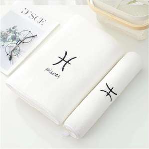 Serviette de sport écologique en coton doux, broderie personnalisée avec logo rose, réutilisable, séchage rapide, antimicrobienne, petite taille, sans MOQ, pour la maison, le bain - Product Image 2