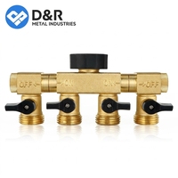 D&R Garden Brass Distributeur d'eau 4 voies 3/4 avec raccords rotatifs et robinet de dérivation pour robinet de jardin