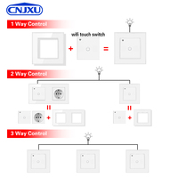 Interruptores de Pared Táctiles Inteligentes Tuya Wifi, Modernos, Estilo UK, Control Remoto Inalámbrico, Luz LED, Requiere Cable Neutro, 1-3 Interruptores