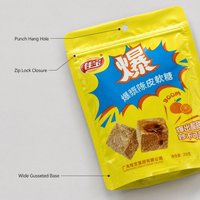 Hangende ziplock zak voor kauwgom, zacht snoep, fruit en confiserie, schapklare verpakking, wereldwijde koper, aangepaste print, aroma verzegeling