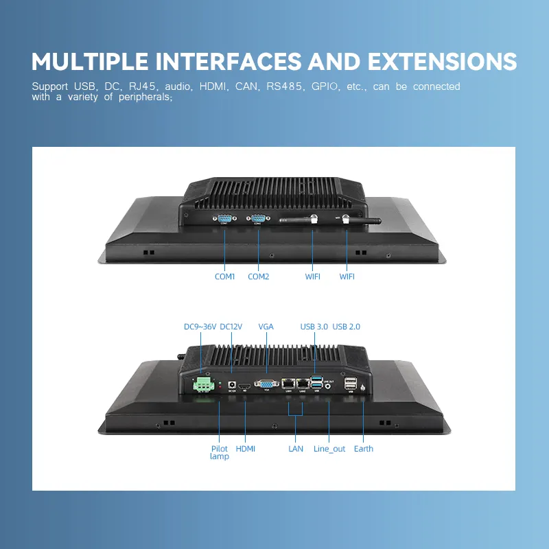 Panel lecd tanpa kipas 13.3 inci j4125 j1900 i3 i5 i7 pc Industri semua dalam satu pc industri dengan i5 pc Industri windows10 komputer mini