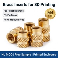 Insert en laiton pour impression 3D, écrou moleté fileté M4 à sertir à chaud pour boîtier imprimé, assemblage de châssis de drone robotique
