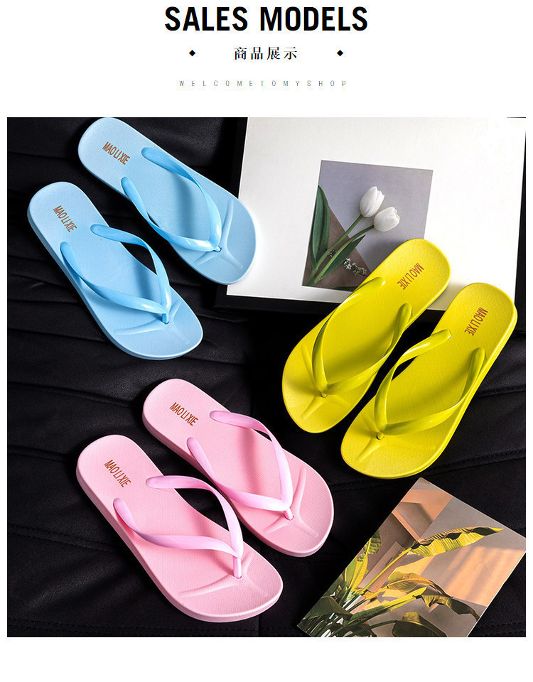 New Solid Color Slippers Women Flip-flops Outside Soft Sole Beach Flipflops Wholesale