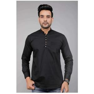 Kurta เสื้อผู้ชายผ้าฝ้ายแขนยาวเต็มตัวแบบลำลองทอลายขวางเอวธรรมชาติสำหรับปาร์ตี้ฤดูร้อน - Product Image 1