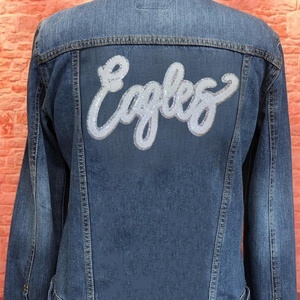 सफेद चमकदार 3 डी ईगल पैच खेल दिन मस्कोट आयरन-ऑन जैकेट के लिए शुभंकर आयरन-ऑन - Product Image 6