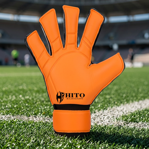 Gants de gardien de but de football personnalisés noir et orange avec latex allemand de 4 mm, coupe négative, embossage en latex allemand - Product Image 5