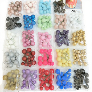 20 boules de gâteau en acrylique de tailles variées (2cm-4cm), rondes, réutilisables, faites à la main, en mousse scintillante, pour la décoration de gâteaux d'anniversaire et de mariage - Product Image 3