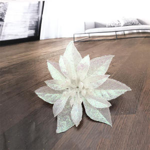Flores Navideñas Artificiales de Poinsettia de 7.5cm, Ecológicas, de Alta Calidad, con Brillantina, Decoraciones Navideñas, <span class=keywords><strong>Precio</strong></span> de Mayoreo, Gran Venta - Product Image 2