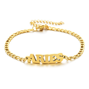 Offre Spéciale 18K Plaqué Or En Acier Inoxydable NK Chaîne 12 Zodiaque Nom Bracelet pour Femmes À La Mode De Mariage et Cadeau Bijoux En Gros - Product Image 5