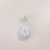 Collana con Pendente a Goccia in Oro Bianco 18K con Diamante Coltivato in Laboratorio, Gioielli Raffinati per Donne, Catene con Diamanti, Collana con Diamante di Laboratorio