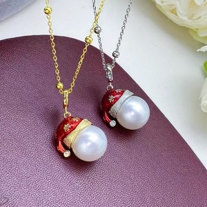 Pendentif de mode DIY pour femme avec perles rondes en argent S925 de 11-13 mm, accessoires 31245 pour chapeau de Noël vide, perles rondes de 11-13 mm - Product Image 2